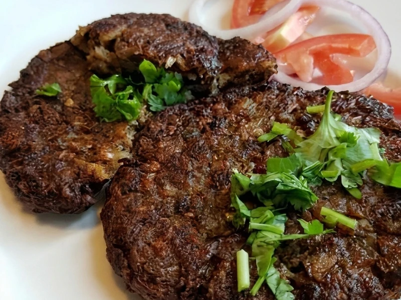 Beef chapli kabab with naan at Chutney Express Edmonton