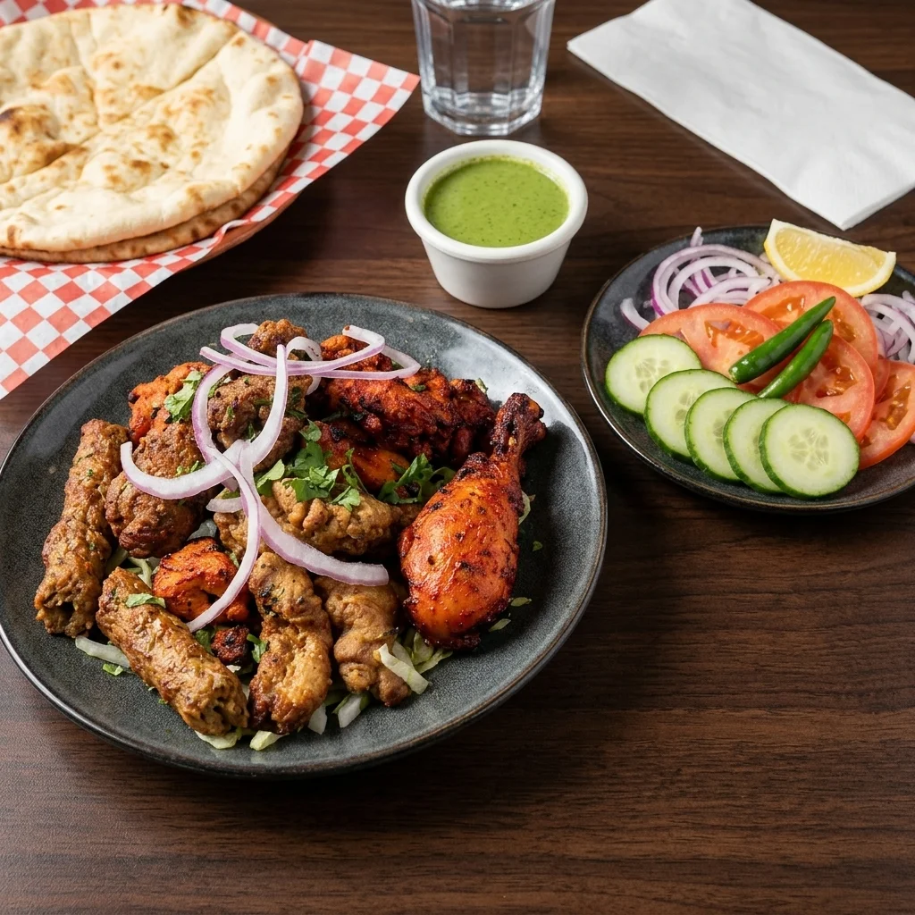Tandoori Mix Grill with seekh kababs and chicken tikka at Chutney Express Edmonton